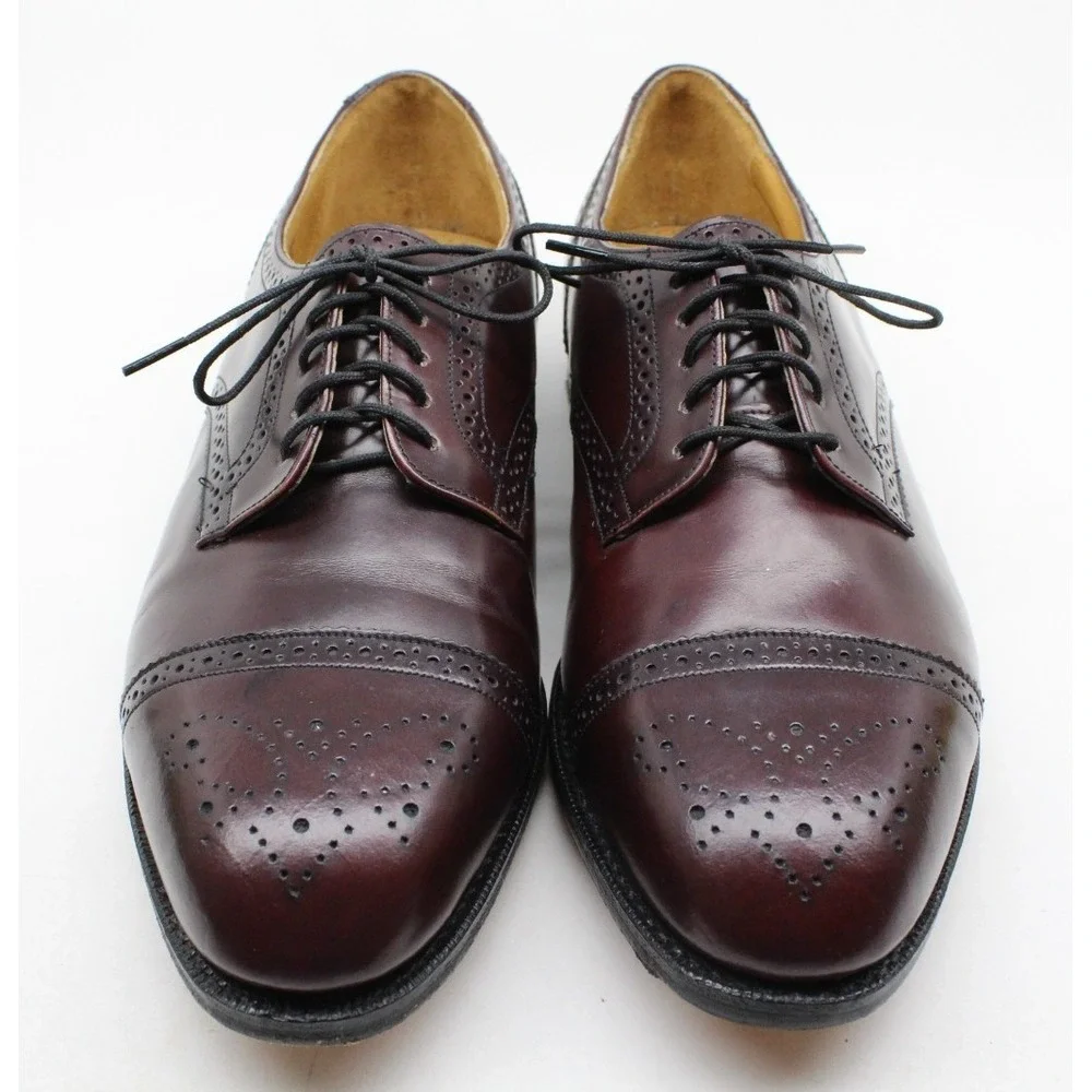 Johnston & Murphy Optima Oxford Cap Toe Burgundy Leather Dress Shoes 8.5 E